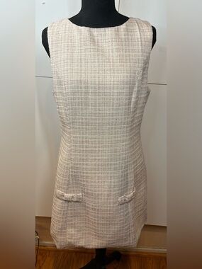 NWT Loucia Pink Textured Tweed Inspired Shift Dress Sleeveless Size Large
